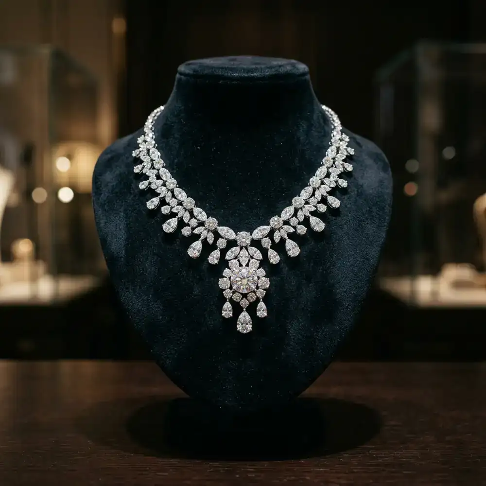 Contemporary diamond ring and sparkling earrings
